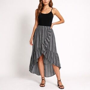 No boundaries blue white stripe high low hem skirt Beachy boho XXL